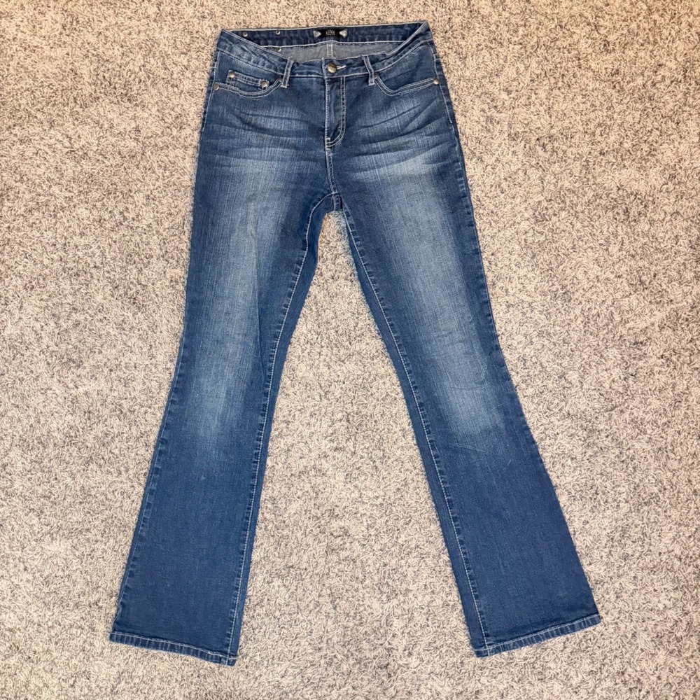 Tru Luxe Jeans Manhattan Bootcut Embellished Rhinestone Denim 27/4 Medium Wash